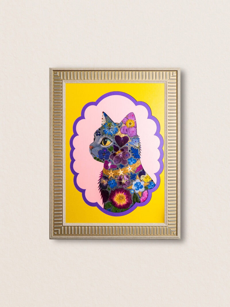 pressed_flower_art_kit_cat_poised_noble_lady_frame Poised Cat: Noble Lady 8.3"×11.7"
