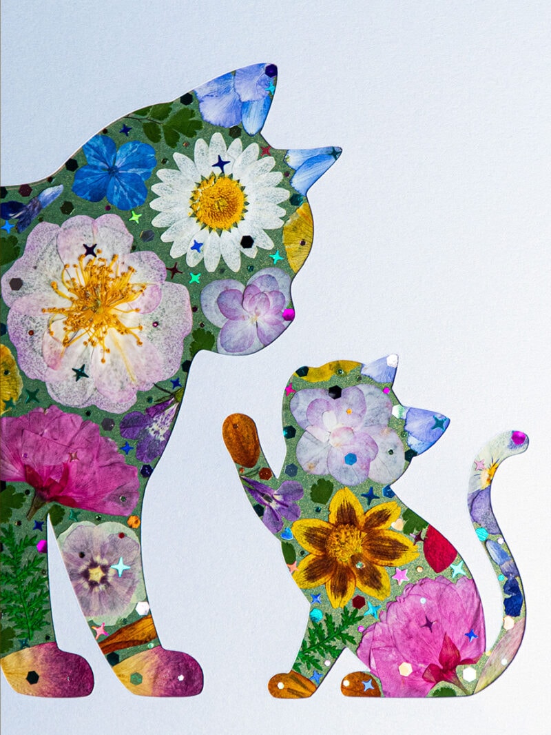 pressed_flower_art_kit_cat_tender_tiny_sprite_detail Tender Cat: Tiny Sprite 5"×7"