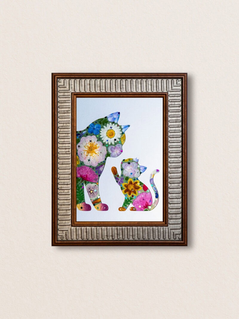 pressed_flower_art_kit_cat_tender_tiny_sprite_frame Tender Cat: Tiny Sprite 5"×7"