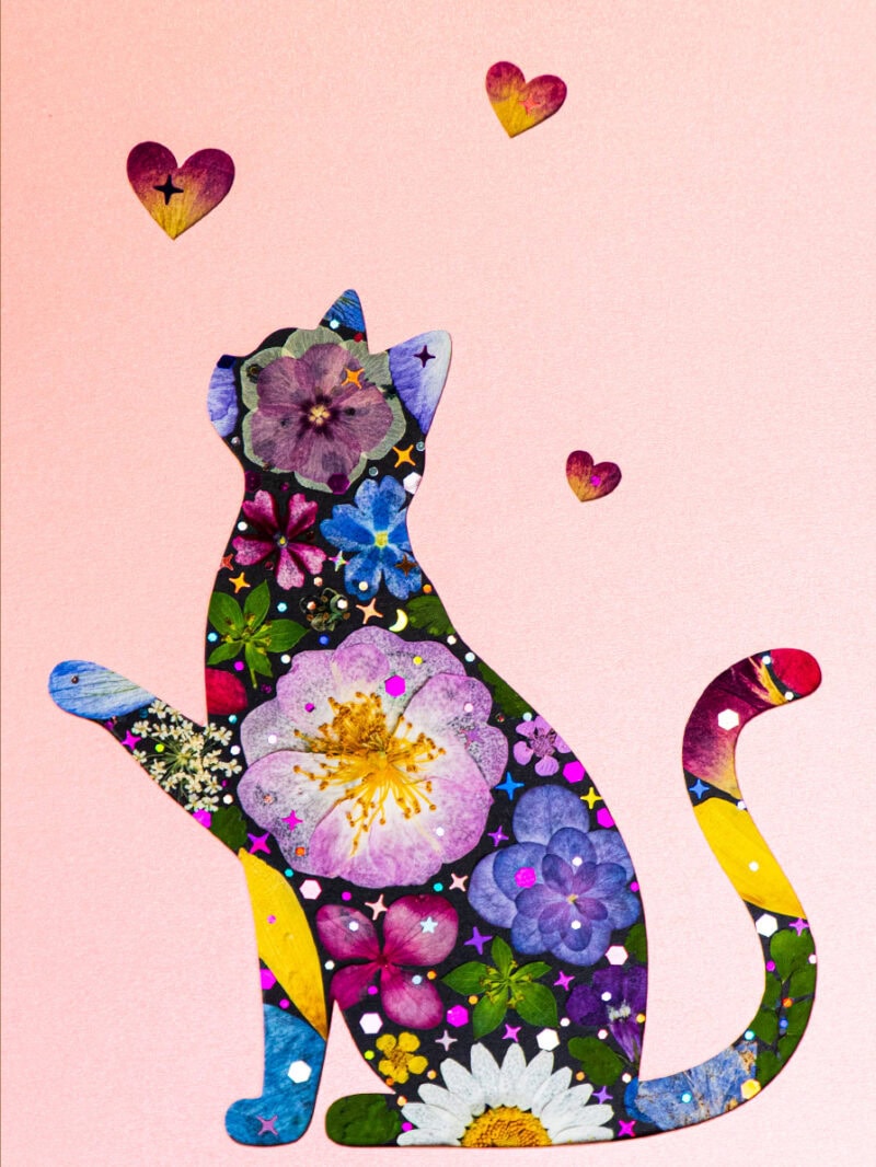 Couple Cat: Floral Soulmates 5"×7" 2 Pieces