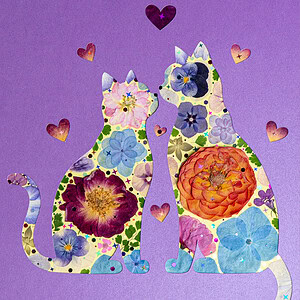 pressed_flower_art_kit_cat_couple_sweet_heart_detail Couple Cat: Sweet Heart 8.3"×11.7"