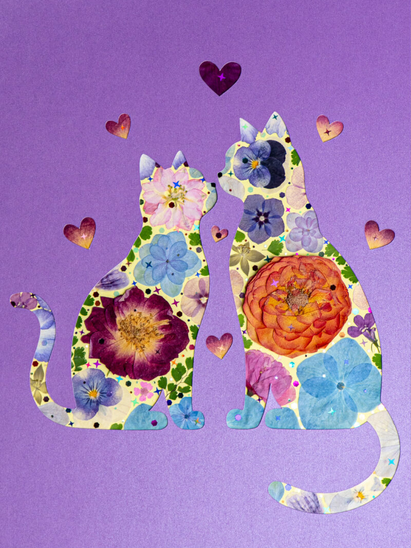 pressed_flower_art_kit_cat_couple_sweet_heart_detail Couple Cat: Sweet Heart 8.3"×11.7"