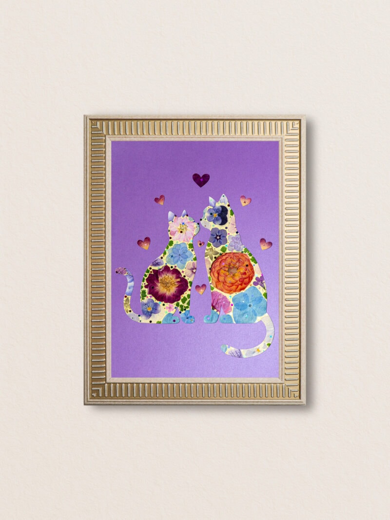pressed_flower_art_kit_cat_couple_sweet_heart_frame Couple Cat: Sweet Heart 8.3"×11.7"