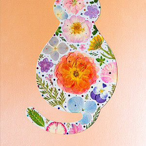 pressed_flower_art_kit_cat_cozy_petal_whimsy_detail Cozy Cat: Petal Whimsy 8.3"×11.7"