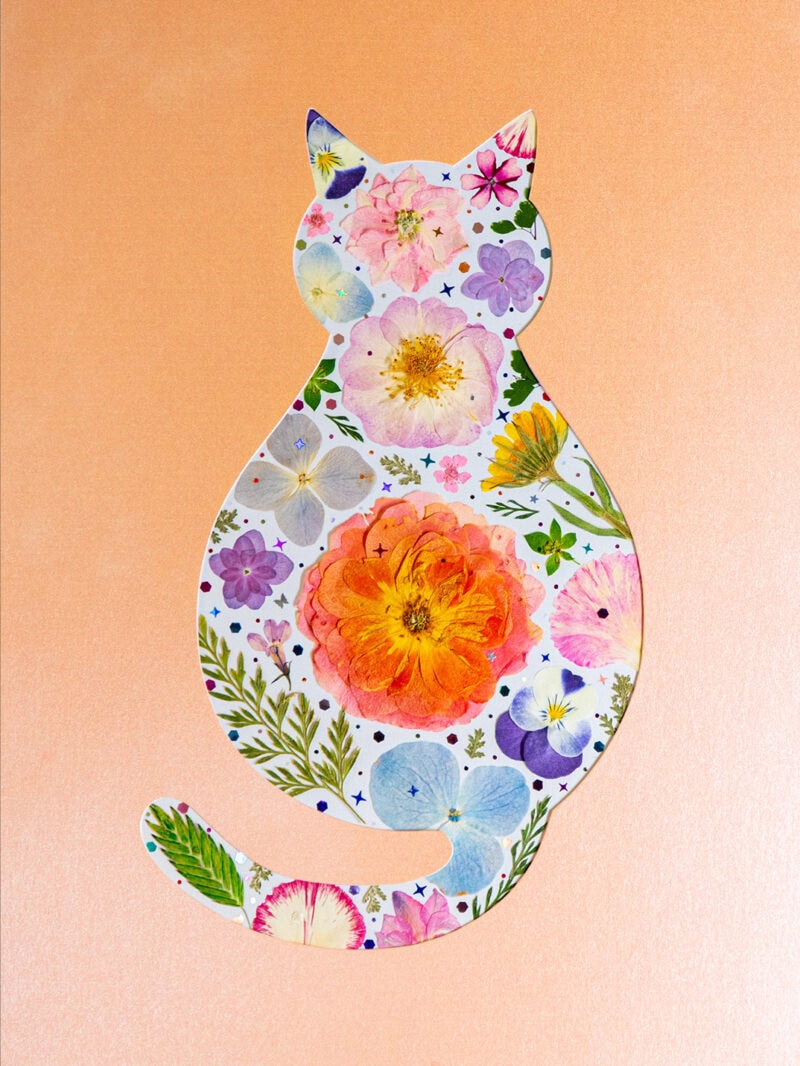 pressed_flower_art_kit_cat_cozy_petal_whimsy_detail Cozy Cat: Petal Whimsy 8.3"×11.7"