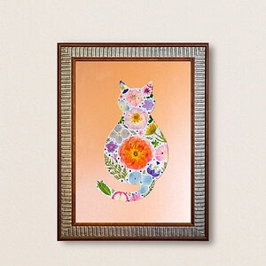 pressed_flower_art_kit_cat_cozy_petal_whimsy_frame Cozy Cat: Petal Whimsy 8.3"×11.7"