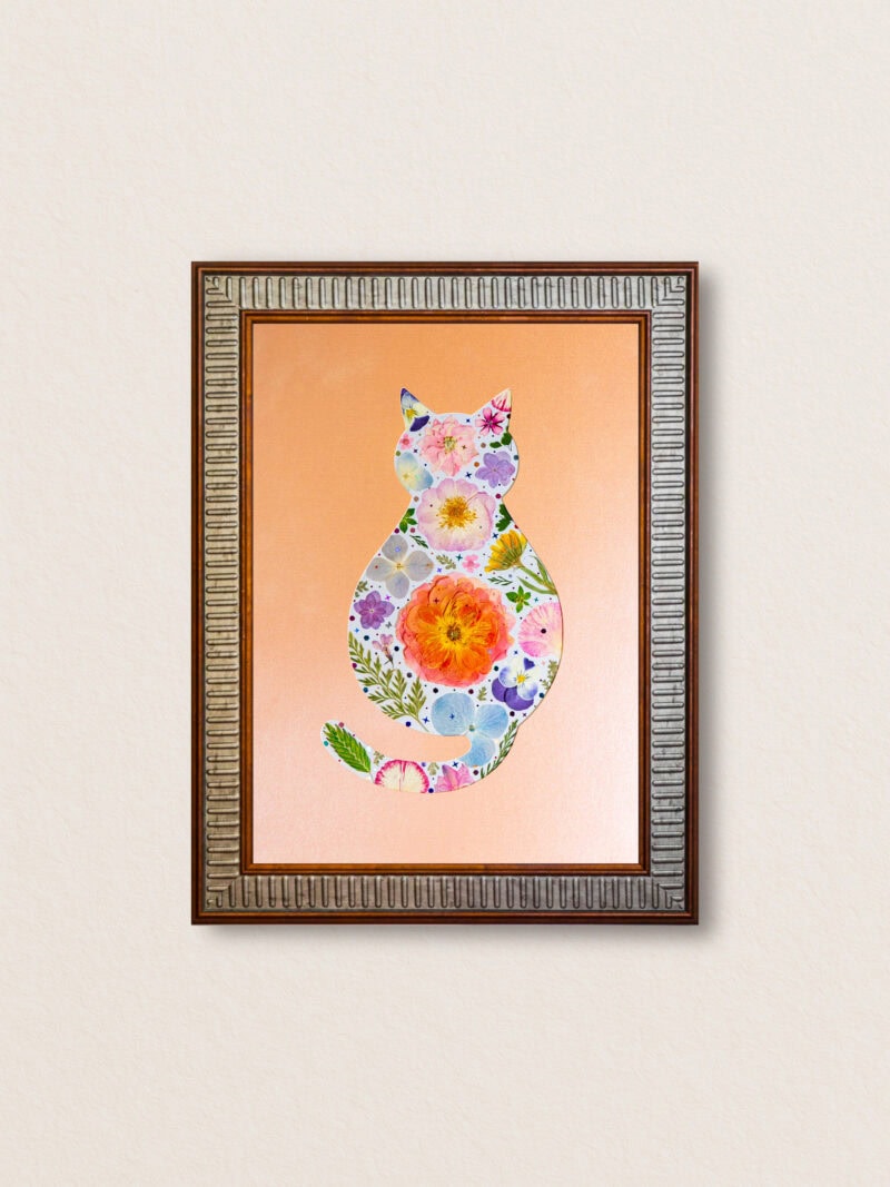 pressed_flower_art_kit_cat_cozy_petal_whimsy_frame Cozy Cat: Petal Whimsy 8.3"×11.7"