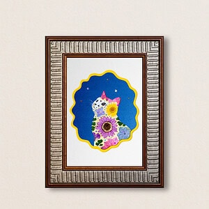 pressed_flower_art_kit_cat_looking_up_snow_night_frame Looking Up Cat — 2025 Best Seller