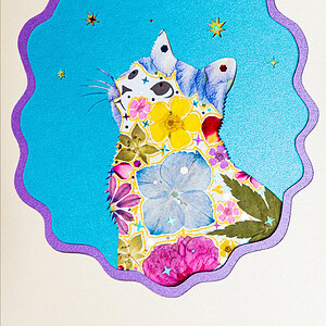 pressed_flower_art_kit_cat_looking_up_willow_wish_detail Looking Up Cat: Willow Wish 5"×7"