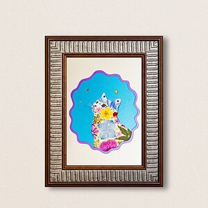 pressed_flower_art_kit_cat_looking_up_willow_wish_frame Looking Up Cat: Willow Wish 5"×7"