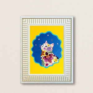 pressed_flower_art_kit_cat_looking_up_woven_silence_frame Looking Up Cat: Woven Silence 5"×7"