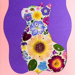 pressed_flower_art_kit_cat_sky_indigo_echo_detail Sky Cat: Indigo Echo 8.3"×11.7"