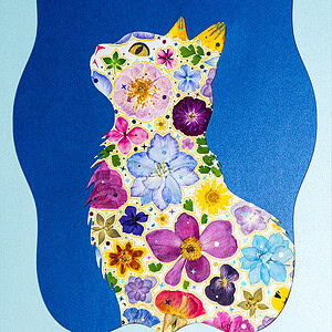 pressed_flower_art_kit_cat_sky_miss_blue_detail Sky Cat: Miss Blue 8.3"×11.7"