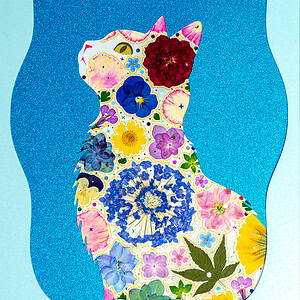 pressed_flower_art_kit_cat_sky_wild_posy_detail Sky Cat: Wild Posy 8.3"×11.7"