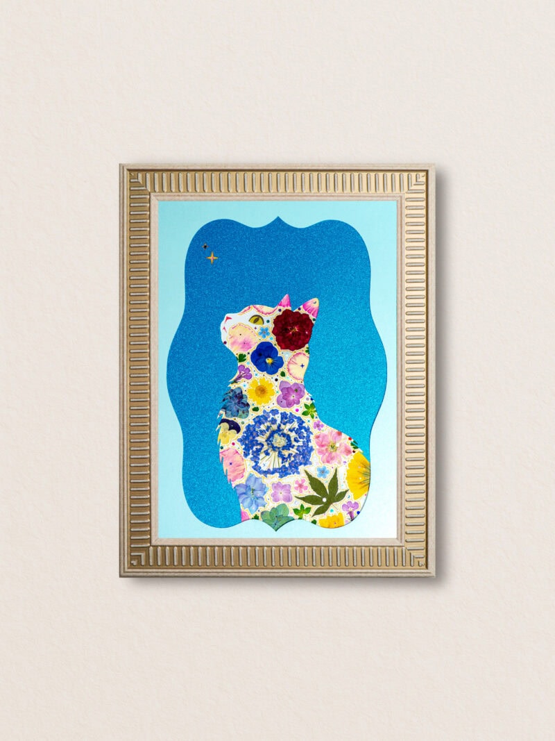 pressed_flower_art_kit_cat_sky_wild_posy_frame Sky Cat: Wild Posy 8.3"×11.7"