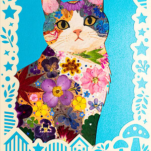 pressed_flower_art_kit_cat_serene_floral_muse_detail Serene Cat: Floral Muse 8.3"×11.7"