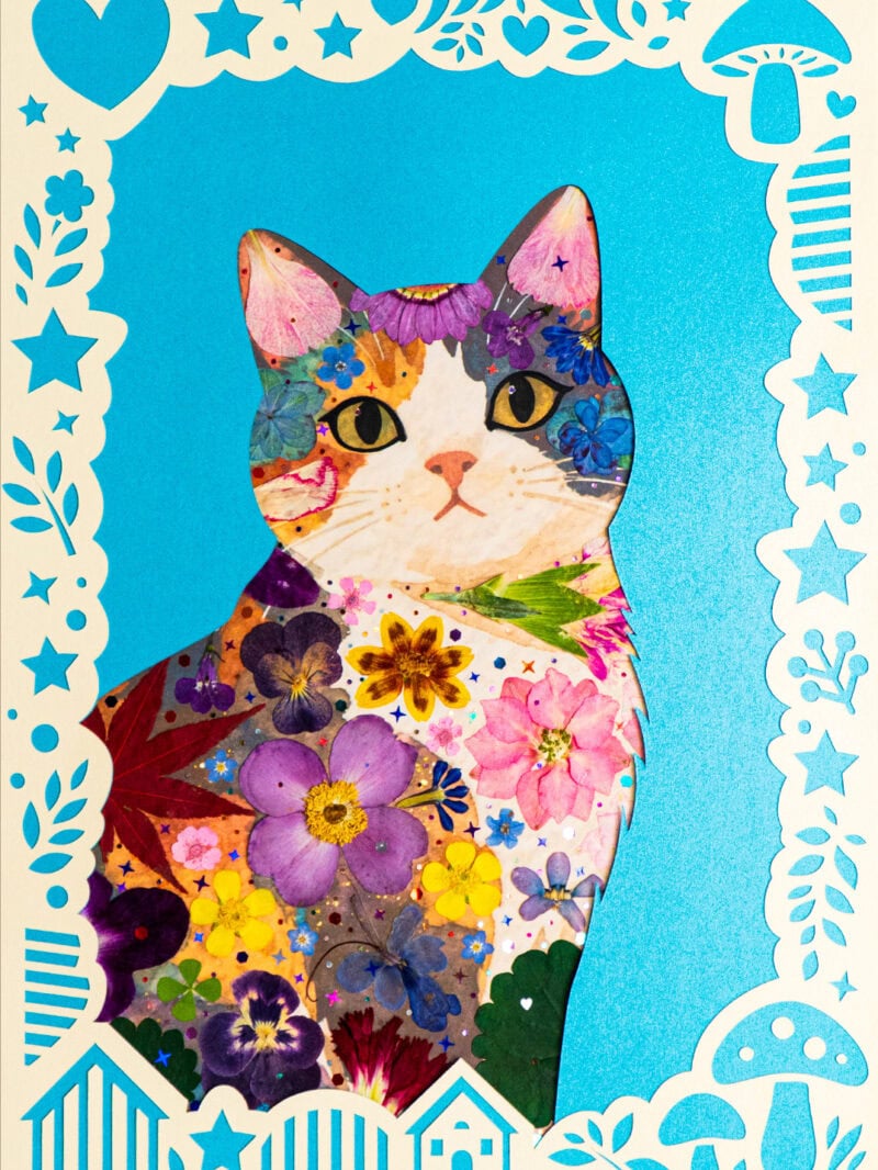 pressed_flower_art_kit_cat_serene_floral_muse_detail Serene Cat: Floral Muse 8.3"×11.7"