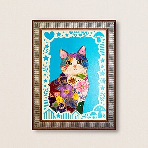 pressed_flower_art_kit_cat_serene_floral_muse_frame Serene Cat: Floral Muse 8.3"×11.7"