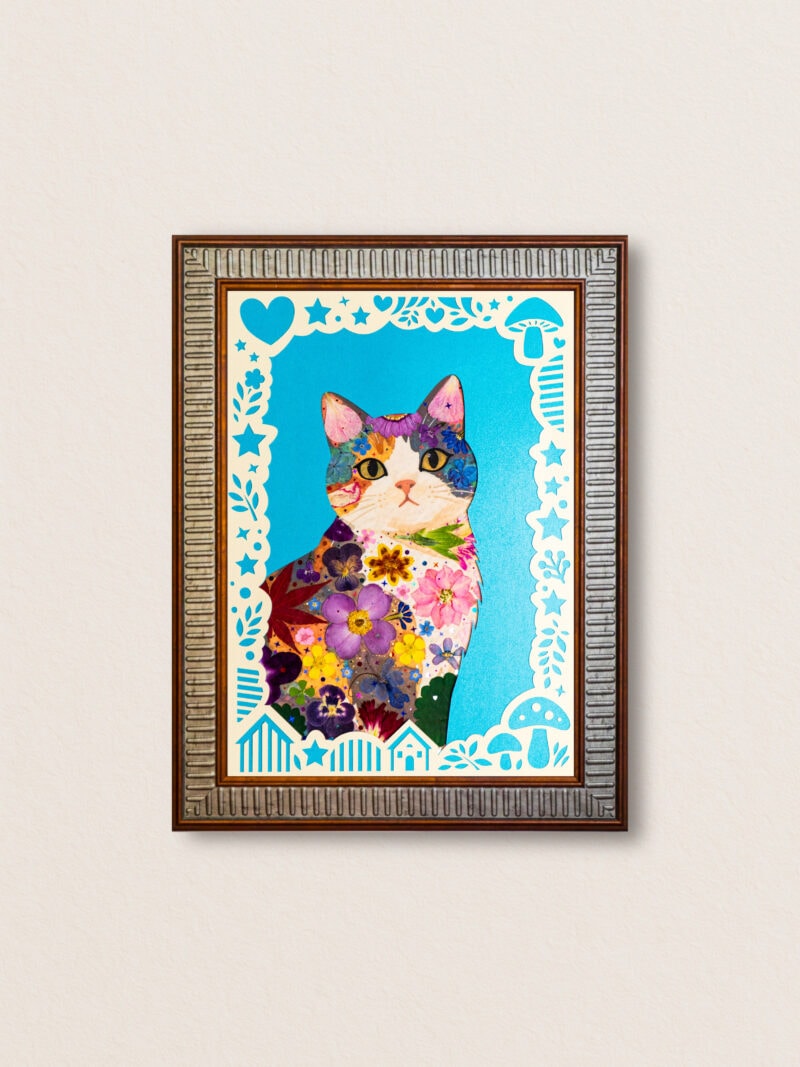 pressed_flower_art_kit_cat_serene_floral_muse_frame Serene Cat: Floral Muse 8.3"×11.7"