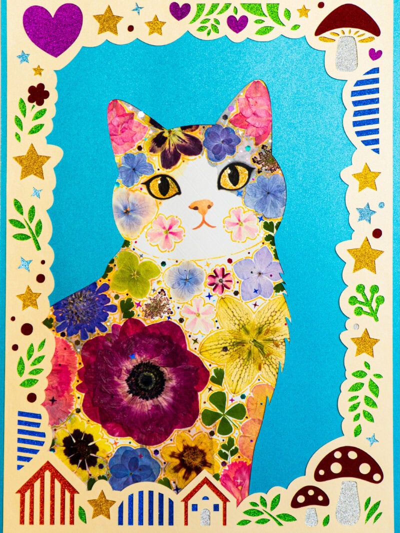 pressed_flower_art_kit_cat_serene_secret_garden_detail Serene Cat: Secret Garden 8.3"×11.7"