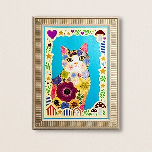 pressed_flower_art_kit_cat_serene_secret_garden_frame Serene Cat: Secret Garden 8.3"×11.7"