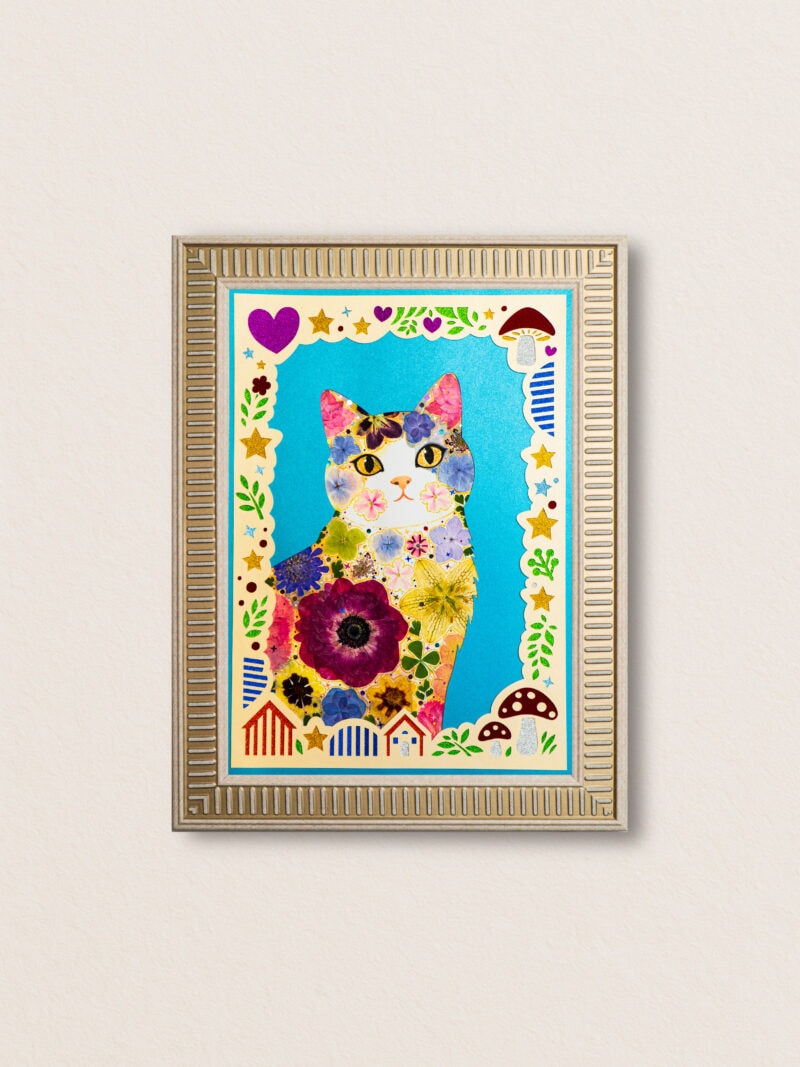 pressed_flower_art_kit_cat_serene_secret_garden_frame Serene Cat: Secret Garden 8.3"×11.7"